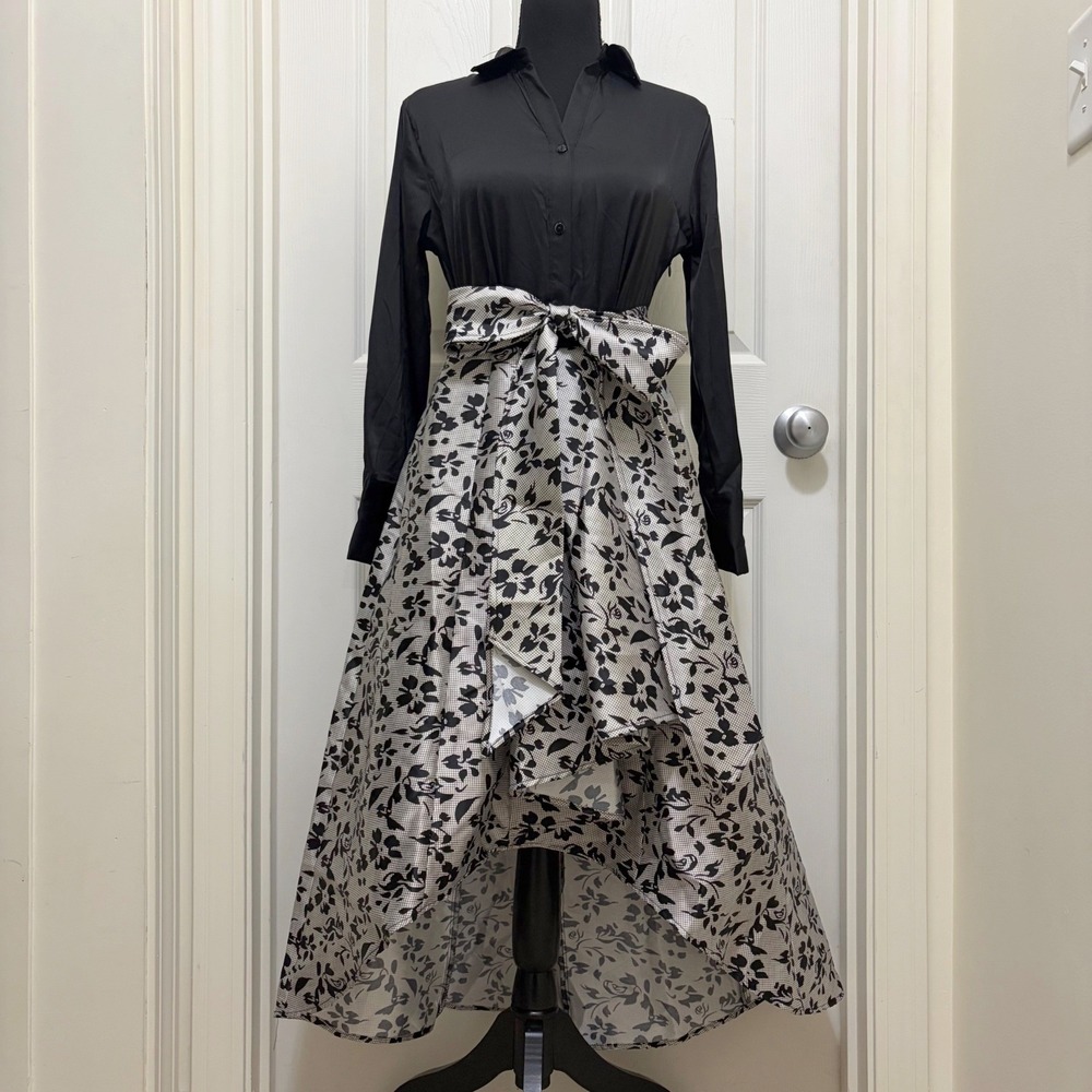 NEW NY Collection Satin Mikado Hi Low Dress Petite Small Cocktail Party Evening